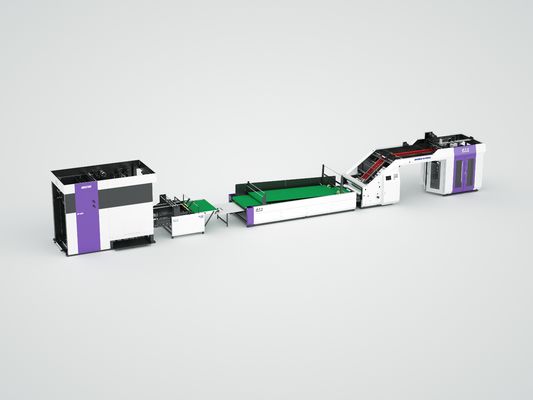 Laminasyon hızını arttırmak için tasarlanmış ve karton ambalajlarda bulunan, arka besleyici ile en gelişmiş besleyici yüksek hızlı flüt laminatörü